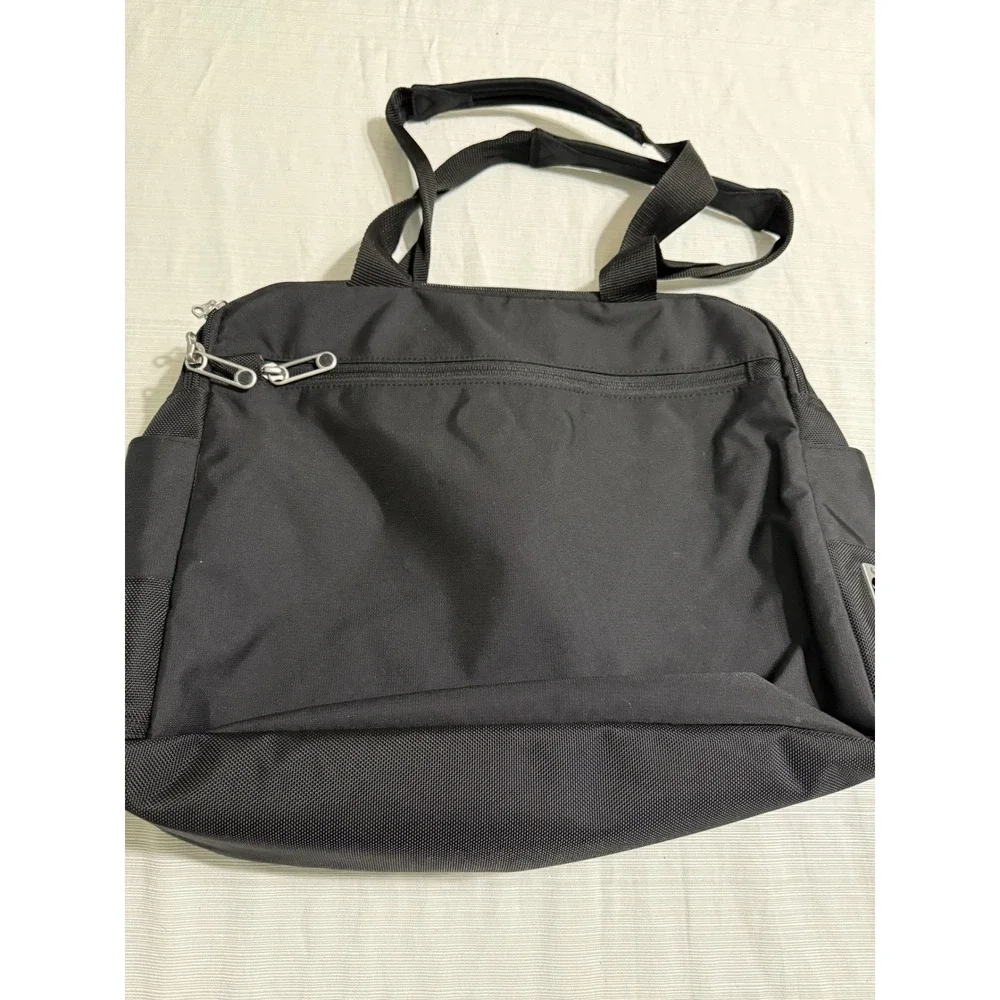 JanSport Black Nylon Laptop Messenger Bag Tote Briefcase Multi-Pocket